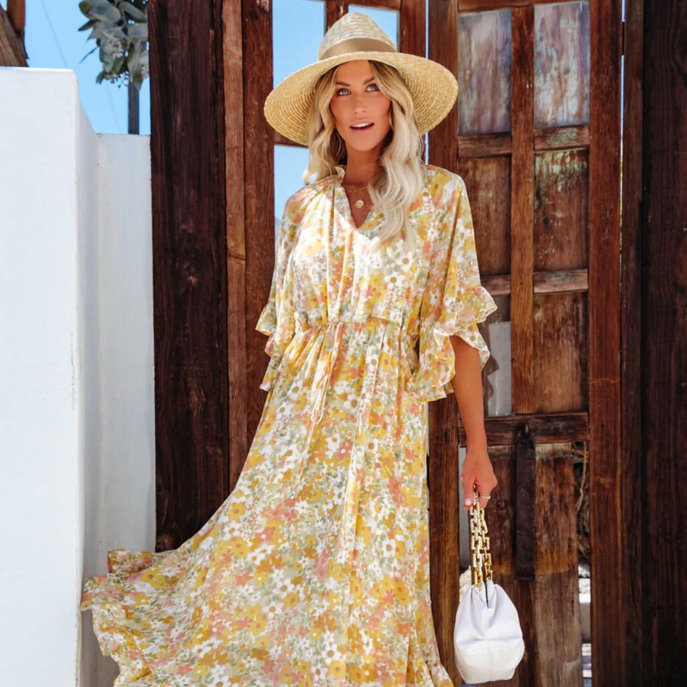VICI Alianna Floral Ruffle Midi Dress